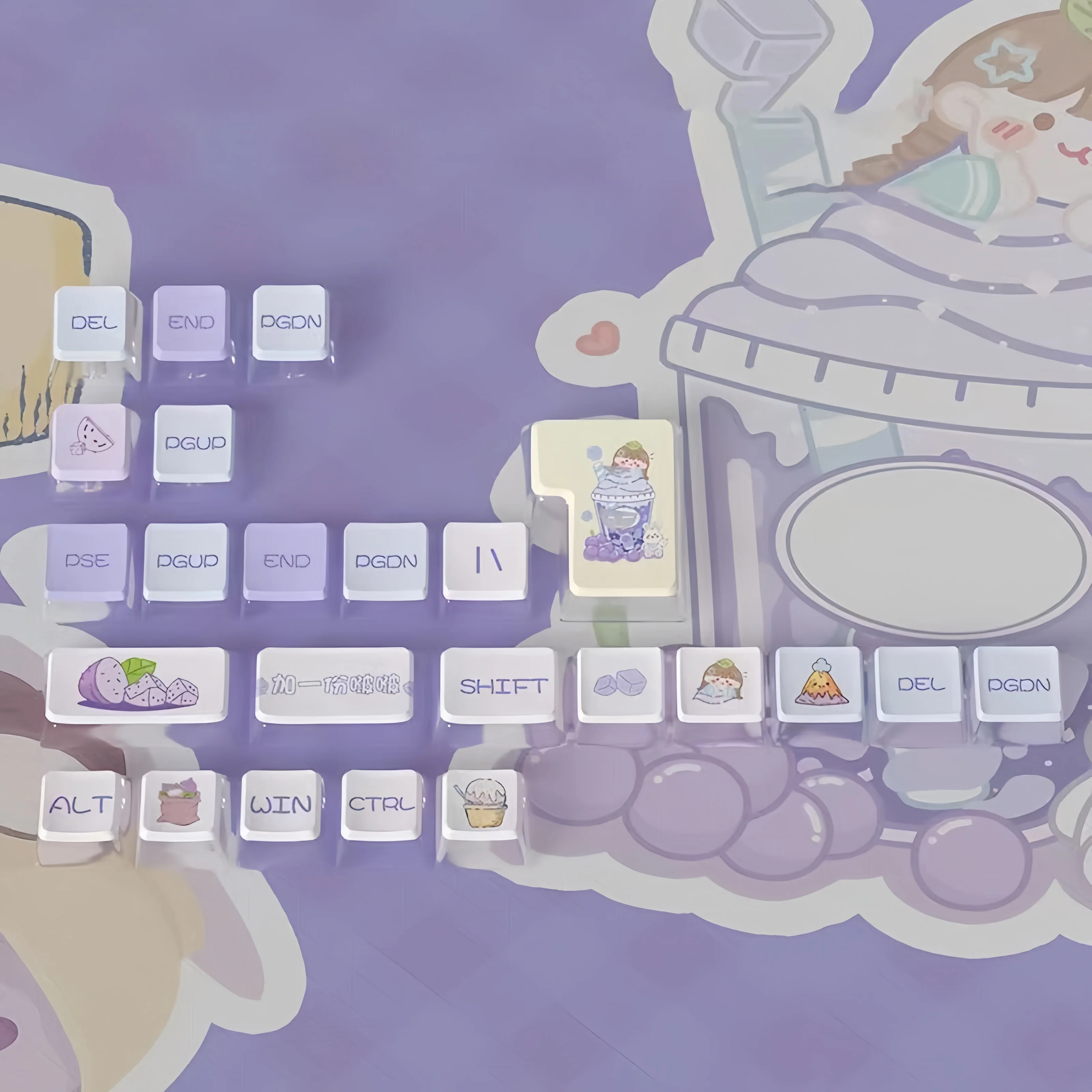 Teclas translúcidas con temática de refresco y menta, 130 teclas, tinte Sub personalizado, teclas de PC PBT para teclados de interruptores Cherry Gateron MX - imagen 4