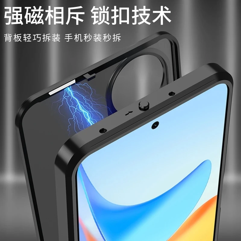 Funda a prueba de golpes para Huawei Honor X7B, marco de Metal de aleación de aluminio, cubierta trasera acrílica transparente mate, parachoques - imagen 5