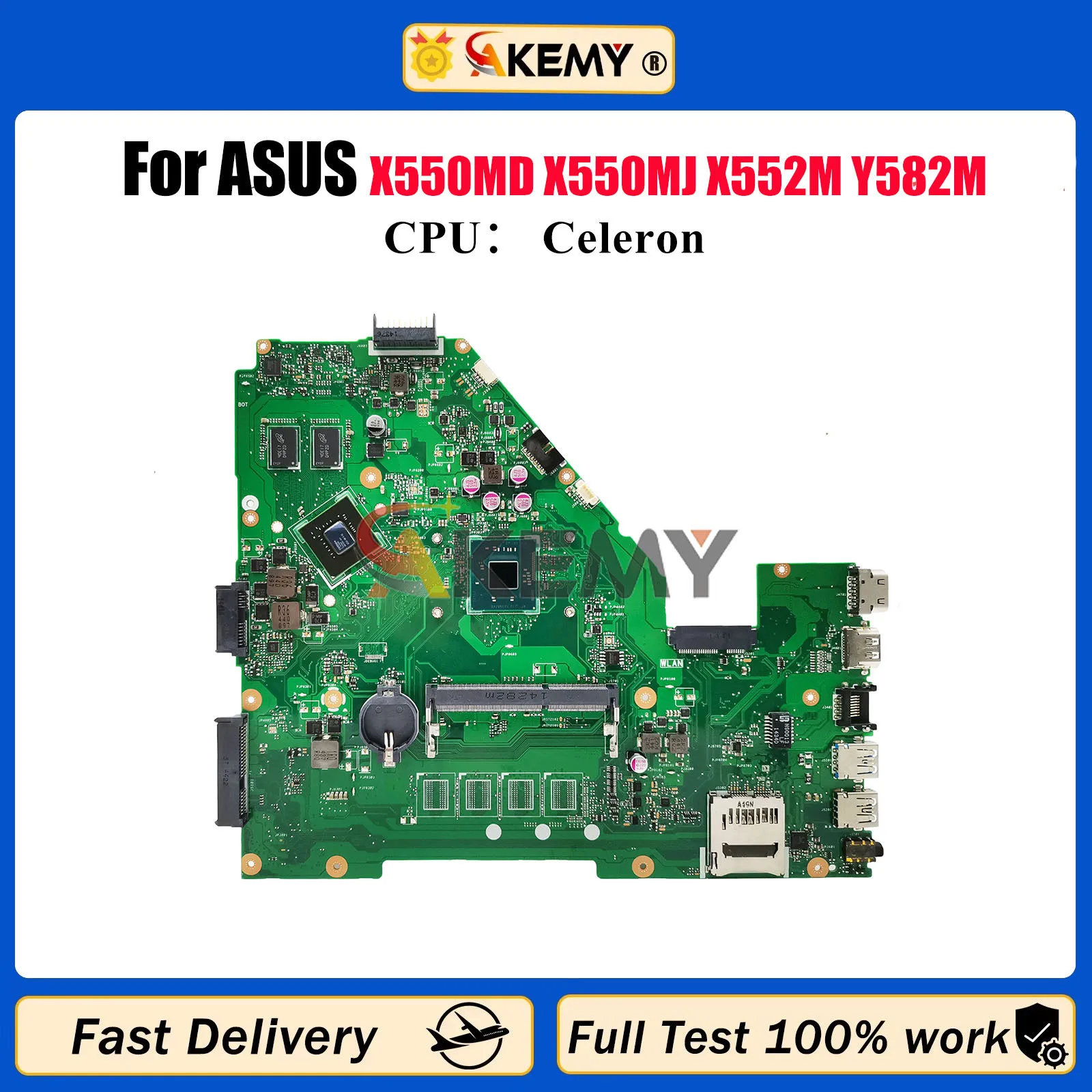 Placa base para ordenador portátil X550MJ para ASUS VivoBook X550M X552M Y582M X550MD X550MJ placa base con CPU Celeron 100% pruebas OK envío rápido