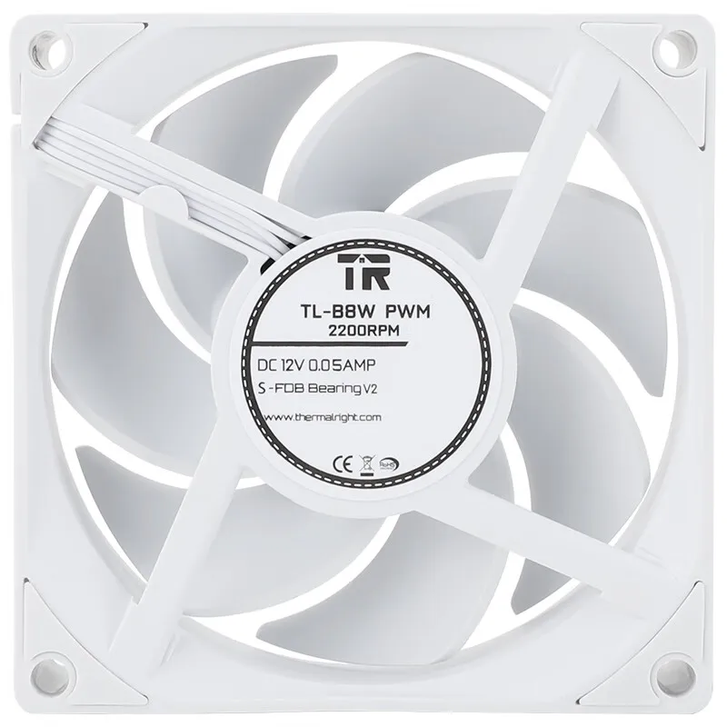 Thermalright-ventilador de TL-B8W/TL-8015W con carcasa blanca, dispositivo de refrigeración de CPU silencioso, 80mm, Delgado, 4 pines, PWM, S-FDB, V2 - imagen 2