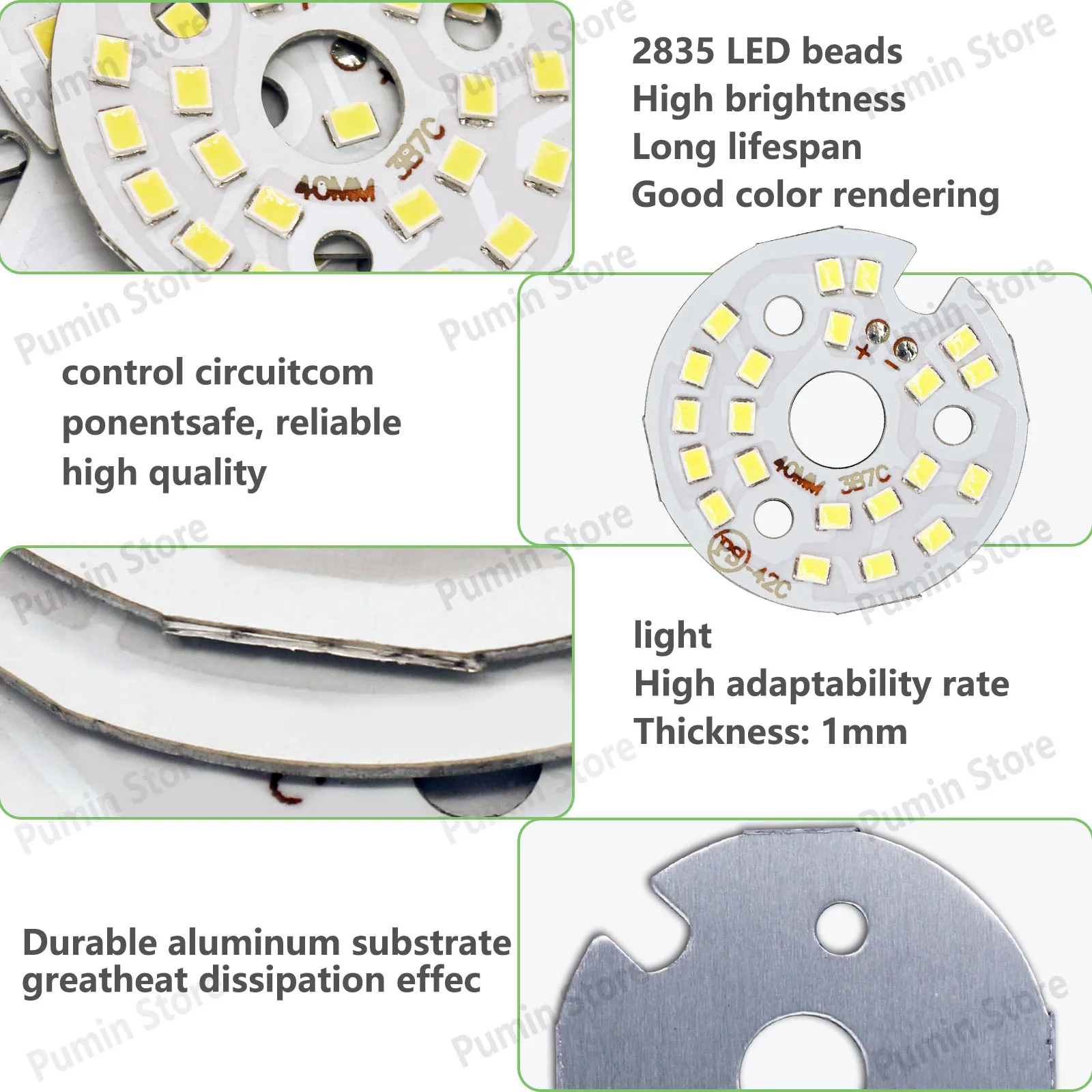 LED 3W 5W 7W 9W 12W 18W 24W 36W Placa de aluminio lámpara Chip bombilla luz 2835 SMD círculo cálido bombilla blanca Natural fuente de luz 1 Uds - imagen 5