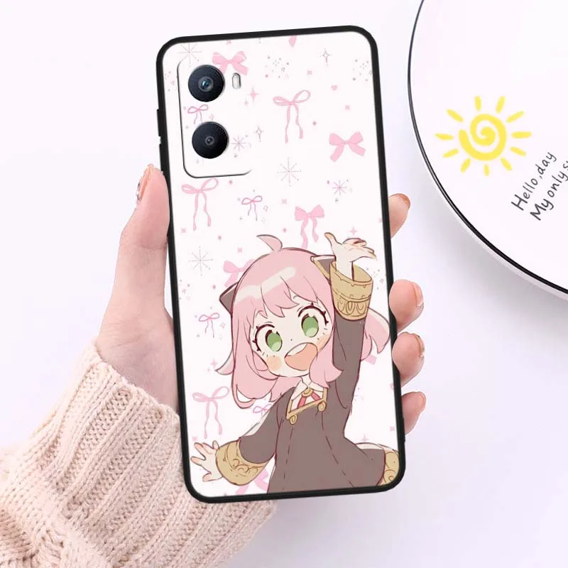 Funda de Anime Anya Forger para OPPO Reno 12 11 F 10 8 7 6 5 4 Z T Lite Plus Pro 4G 5G funda de teléfono negra - imagen 4