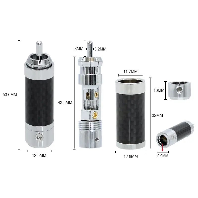 Conector RCA - Detalle del pin central platinado en rodio