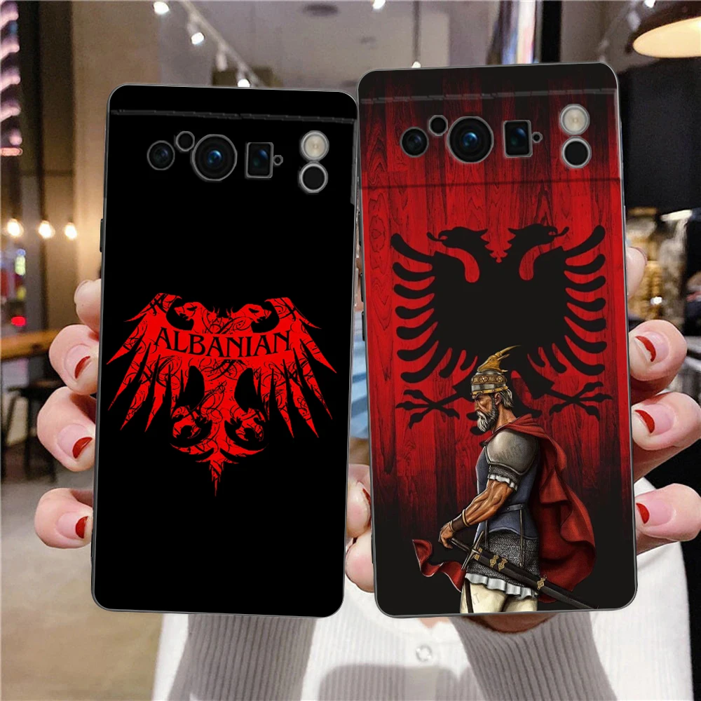 Funda de teléfono con bandera de Albania y Albania para Google Pixel 9 8 7 6 Pro XL 8A 6A 7A 5G, funda negra de TPU suave a prueba de golpes - imagen 2