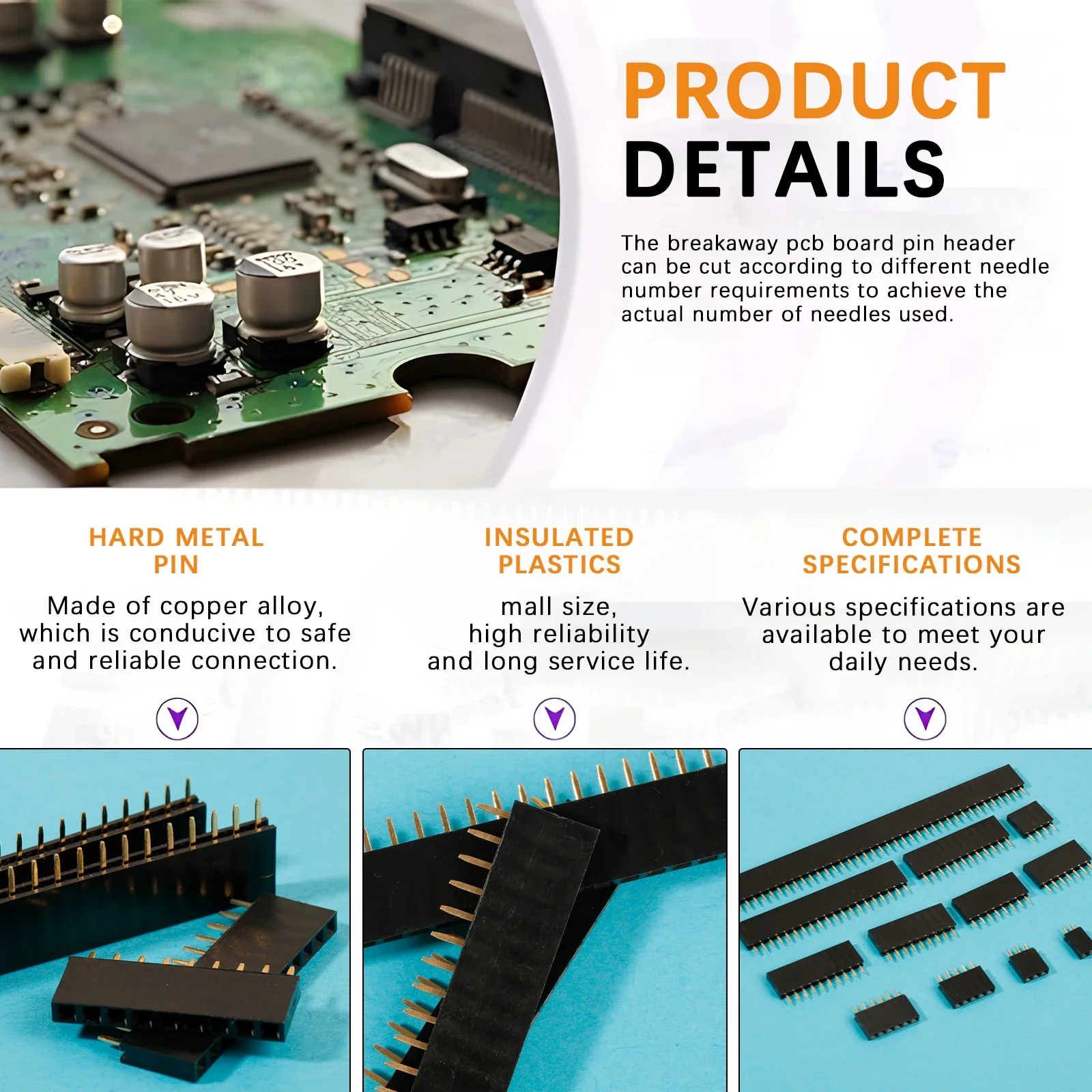Placa PCB recta de una sola fila para Arduino, Kit surtido de tira de conector de cabezal de Pin hembra, escudo prototipo, 155 piezas, 2,54mm - imagen 5
