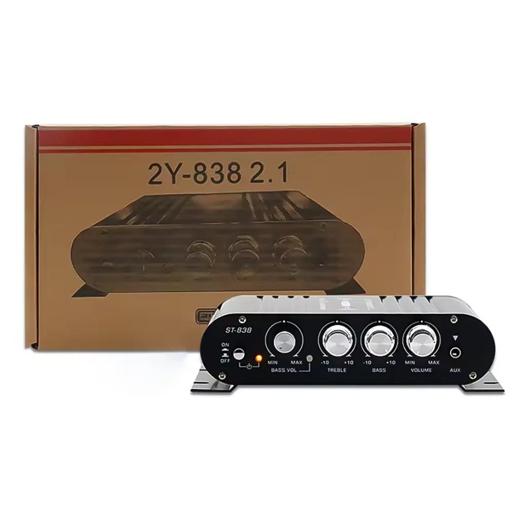ST-838 amplificadores de cine en casa HiFi amplificador de potencia de 2,1 canales sonido de graves estéreo amplificador de casa para coche reproductor multimedia amplificador de subwoofer - imagen 4