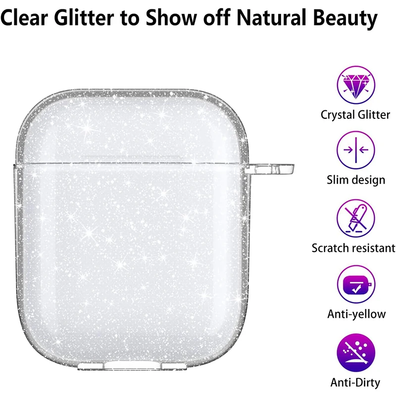Adecuado para AirPods 4 funda protectora con brillo rosa transparente con brillante con llavero Gor AirPods Pro2 3 hombre y niña - imagen 3