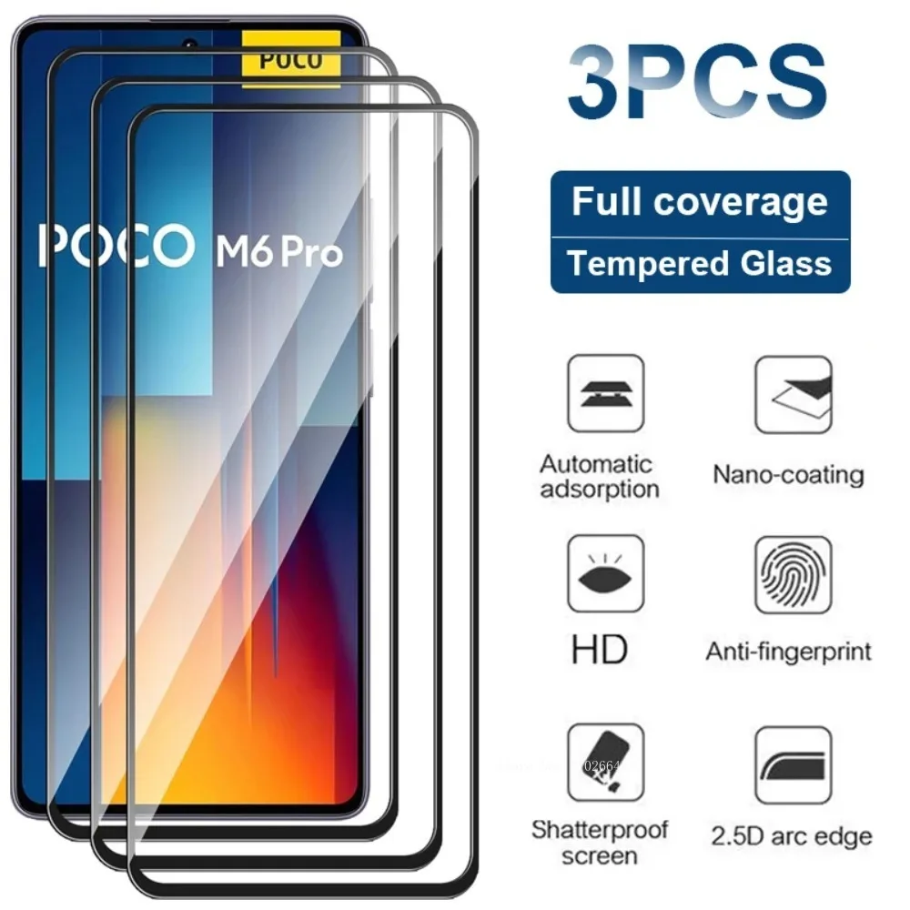 3 uds Protector de pantalla Xiaomi M6 M5 M4 M3 5G para Poco X4 GT X3 NFC X5 X6 Pro vidrio templado
