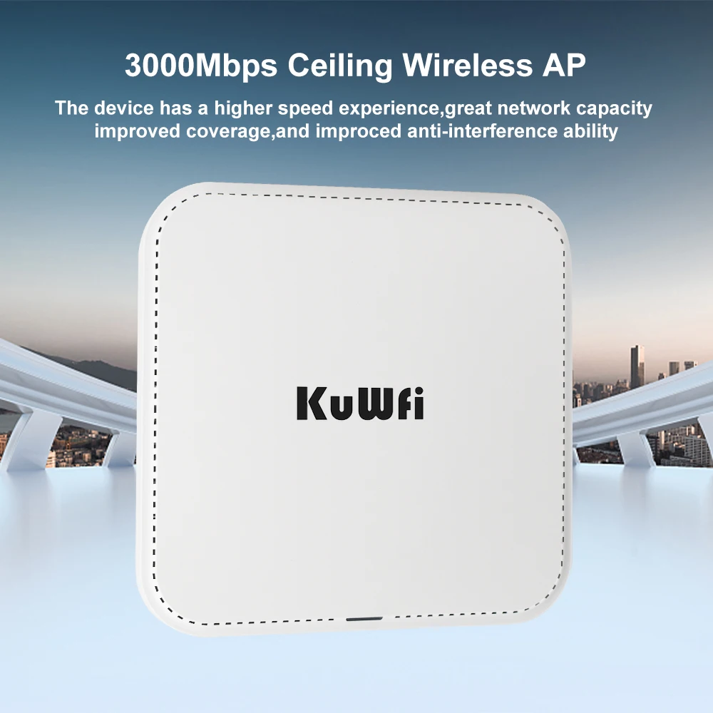 KuWFi 3000Mbps techo AP 2,4G 5G Wifi de doble banda 6 enrutador inalámbrico interior punto de acceso Wifi 48V Poe amplificador de señal Wi fi - imagen 3