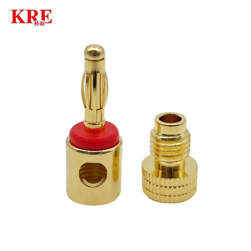 Conector de clavija de plátano chapado en oro de cobre puro de 4mm para Audio y vídeo, Kit de conectores de Terminal adaptador de Cable de altavoz, 2 uds. - imagen 5