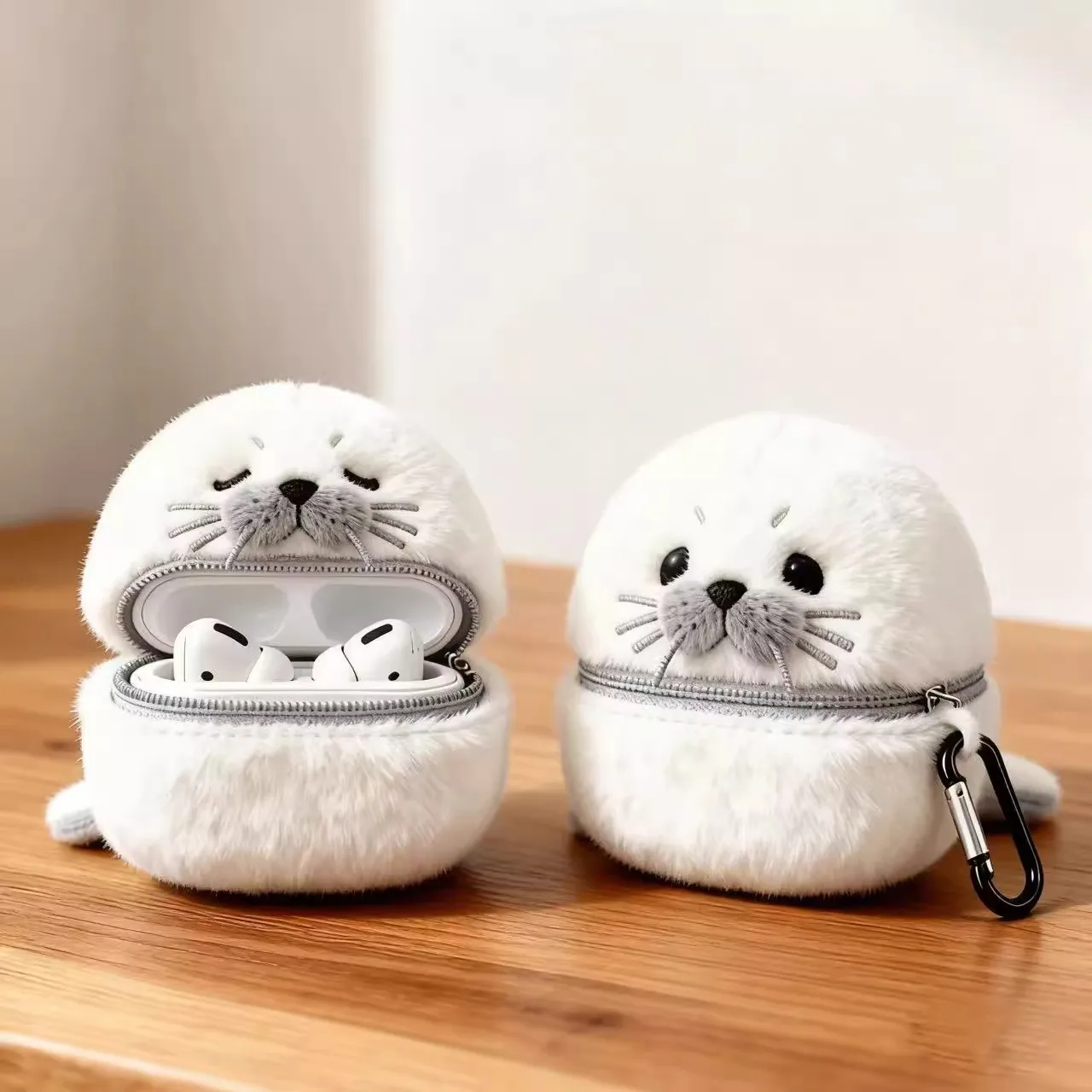 Funda Original de felpa Phocidae para teléfono, decoración de dibujos animados, funda protectora personalizada para Airpodspro1/2/AirPods 4 Y2k, accesorio - imagen 2