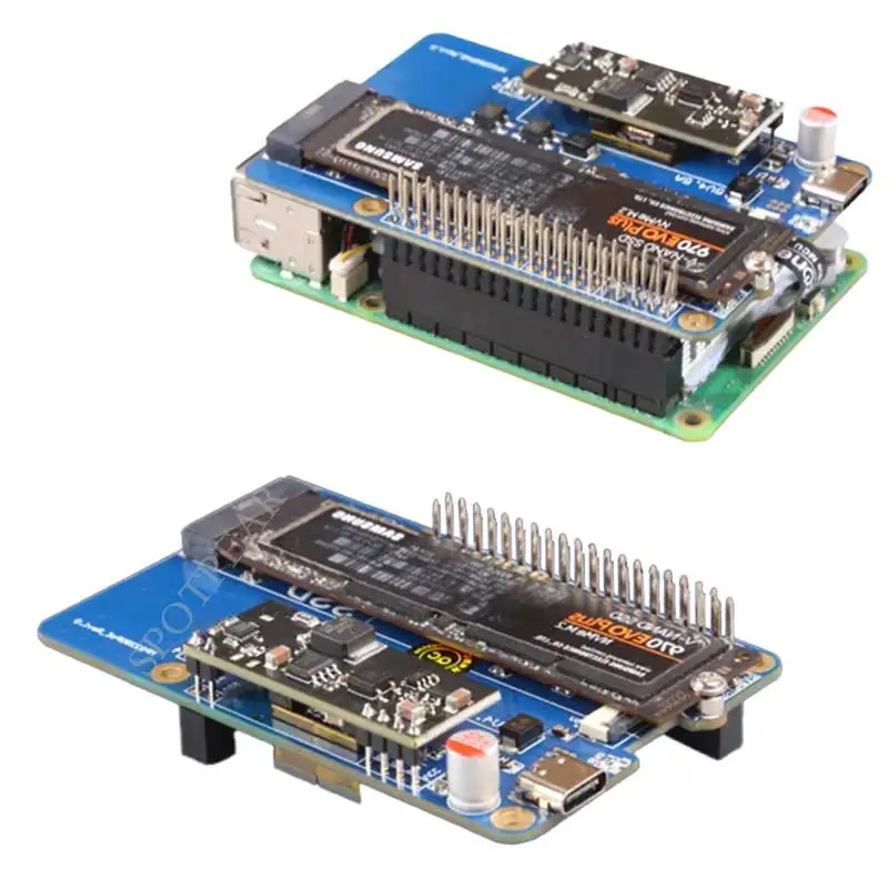 MPS2280 POE Raspberry Pi 5 PCIe a M.2 NVMe SSD Placa adaptadora HAT Pi5 2280/2242/2230 - imagen 4