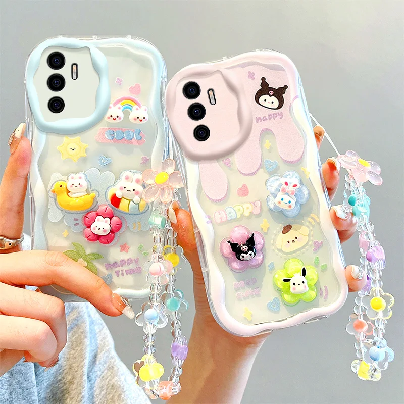 Funda de teléfono con cadena de rana Sanrio en 3D para Samsung Galaxy A53, A73, A33, A13, A22, A32, A52, A52S, A72, A31, A51, A71, funda de silicona suave - imagen 2