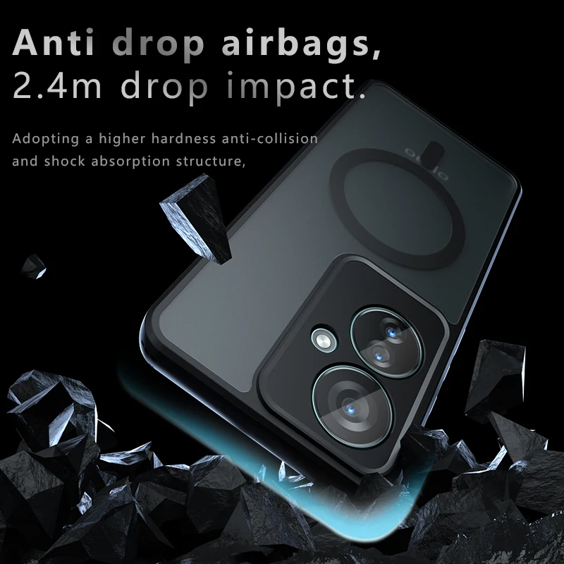 Funda para OPPO Reno 11F Magsafe carga inalámbrica mate esmerilado PC TPU cubierta transparente para OPPO Reno11F Reno11 F - imagen 2