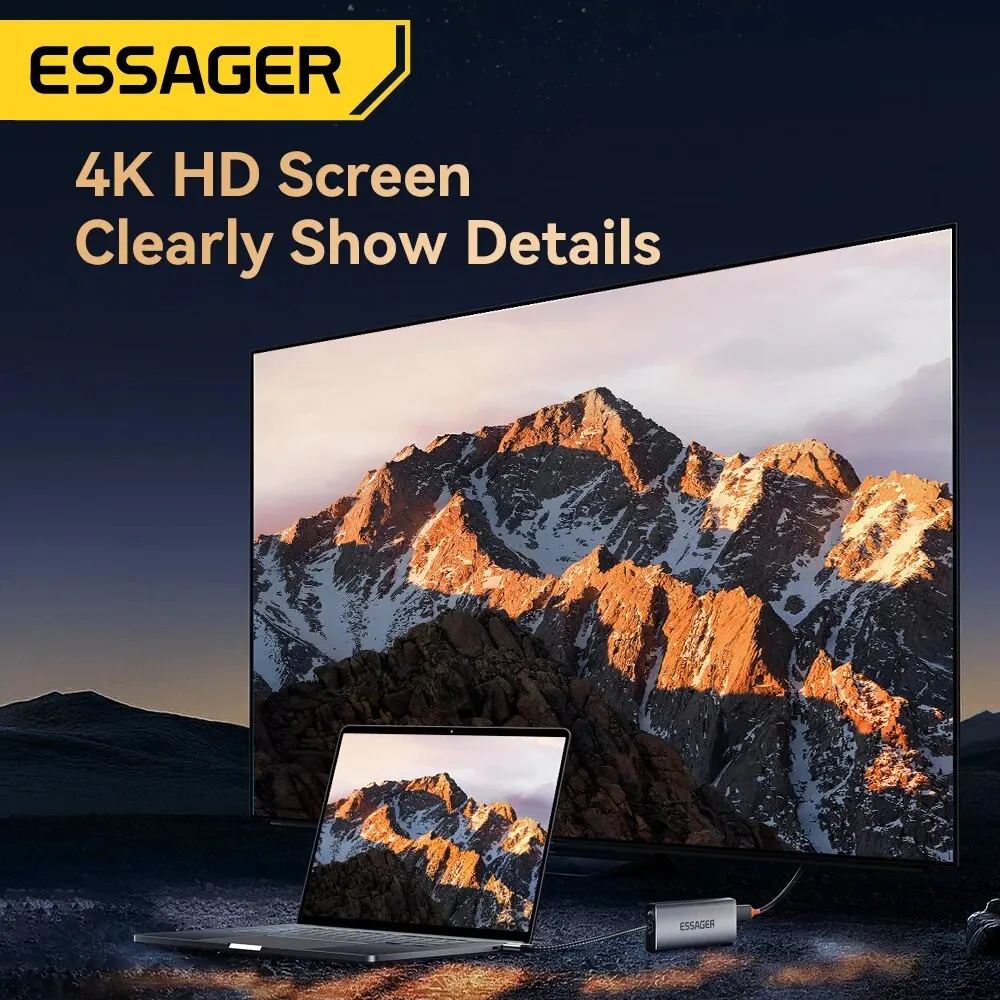 Essager-Hub USB 8 en 1 con función de almacenamiento de disco, estación de acoplamiento de ordenador portátil Compatible con USB tipo c a HDMI para Macbook Pro Air M1 M2 - imagen 4