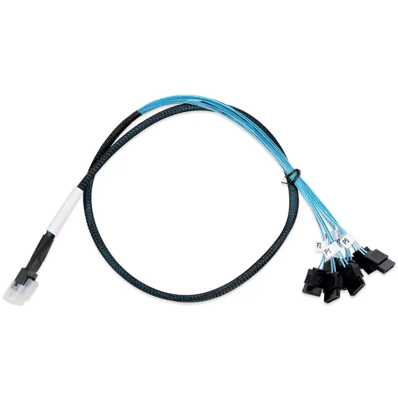 SlimSAS-Cable NVMe SFF8654 8i a 8 * SATA 12G/PCIe4.0, 80CM de longitud, 32AWG, Compatible con tarjeta Broadcom RAID o HBA - imagen 4