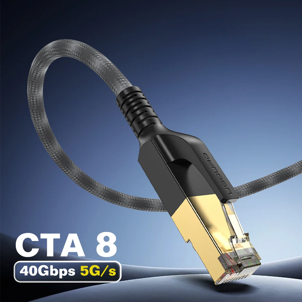 Cable Ethernet Cat8 clásico, 0,5 m, 5m, 10m, 15m, 20m, 40Gbps, nailon trenzado, plano, redondo, Cat 8, RJ45, red Lan, Cable de conexión para enrutador y PC - imagen 5
