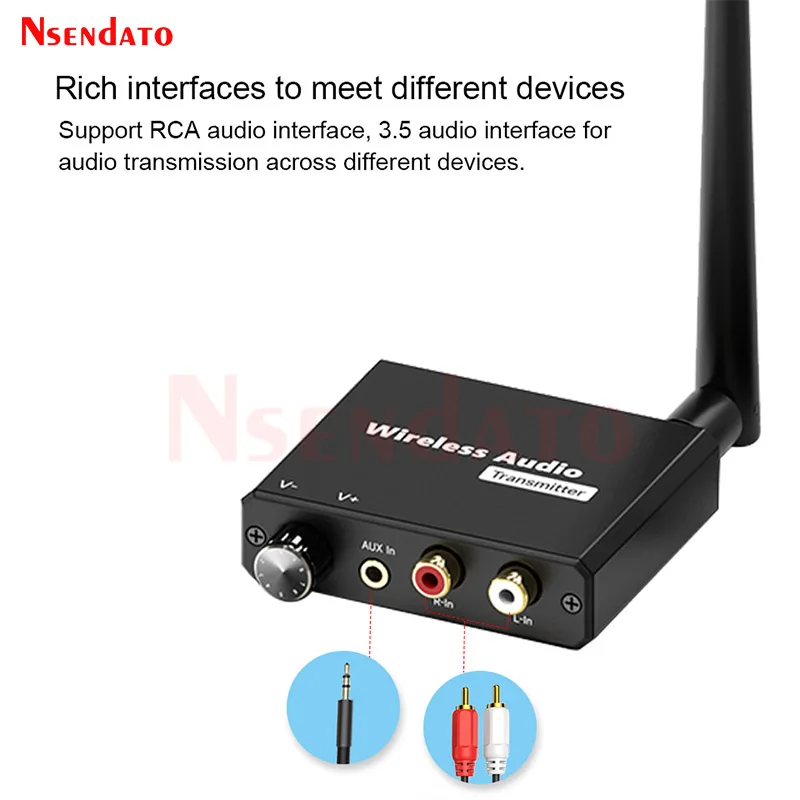 Adaptador receptor y transmisor de Audio inalámbrico de 50M, adaptador inalámbrico Digital de 2,4G con AUX R/L de 3,5mm para TV Box, DVD, altavoz para ordenador portátil - imagen 5