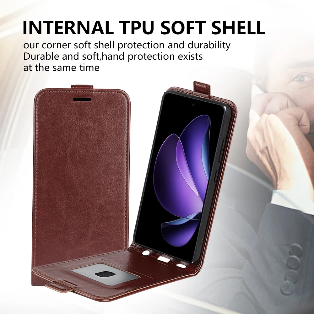 Para Oppo Reno 13F Funda de cuero con tapa Funda suave Cartera Vertical de cuero con ranura para tarjeta de crédito para Oppo Reno 13F - imagen 4