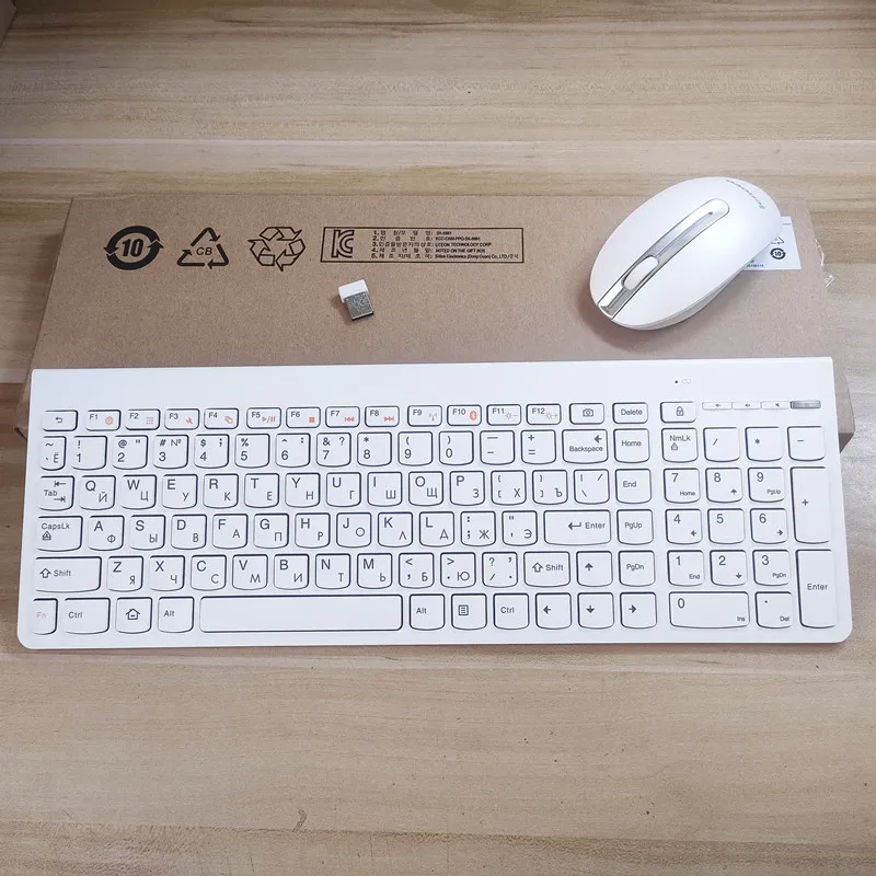 Teclado y ratón combinados inalámbricos con diseño ruso SK-8861 para silencio de oficina en casa Lenovo