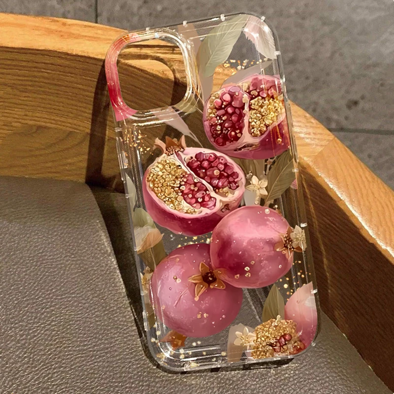 Funda de teléfono con diseño de Granada roja para Xiaomi Redmi Note 13 Pro 4G 5G 13Pro Plus 12 11 10 12C 13C 4G, funda transparente de TPU suave - imagen 2