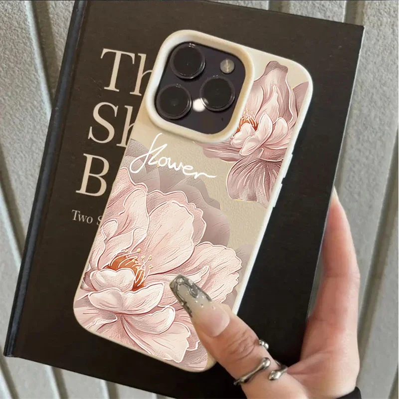 Hermosa funda con patrón de lichi de flor grande Diagonal para OPPO A38 A18 A17 A16 A15 A57 A58 A78 A79 A77 A76 A96 A52 A92 A53 A98 A78