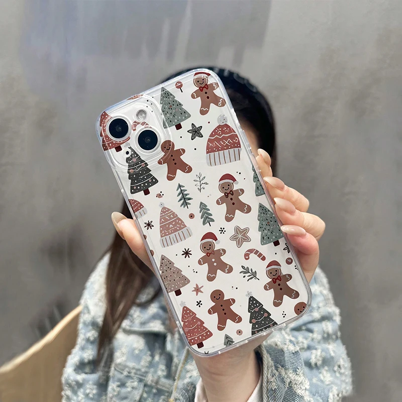 Funda transparente navideña de hombre de jengibre para iPhone 16 15 14 13 12 Mini 11 Pro Max XS X XR 8 7 Plus Funda de silicona a prueba de golpes - imagen 5