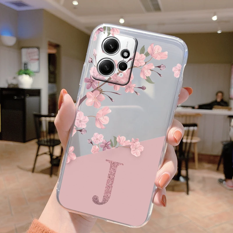 Funda con letras y flores para Redmi Note 12 4G, Funda de silicona suave trasera a la moda, Funda transparente para Redmi Note12 - imagen 4
