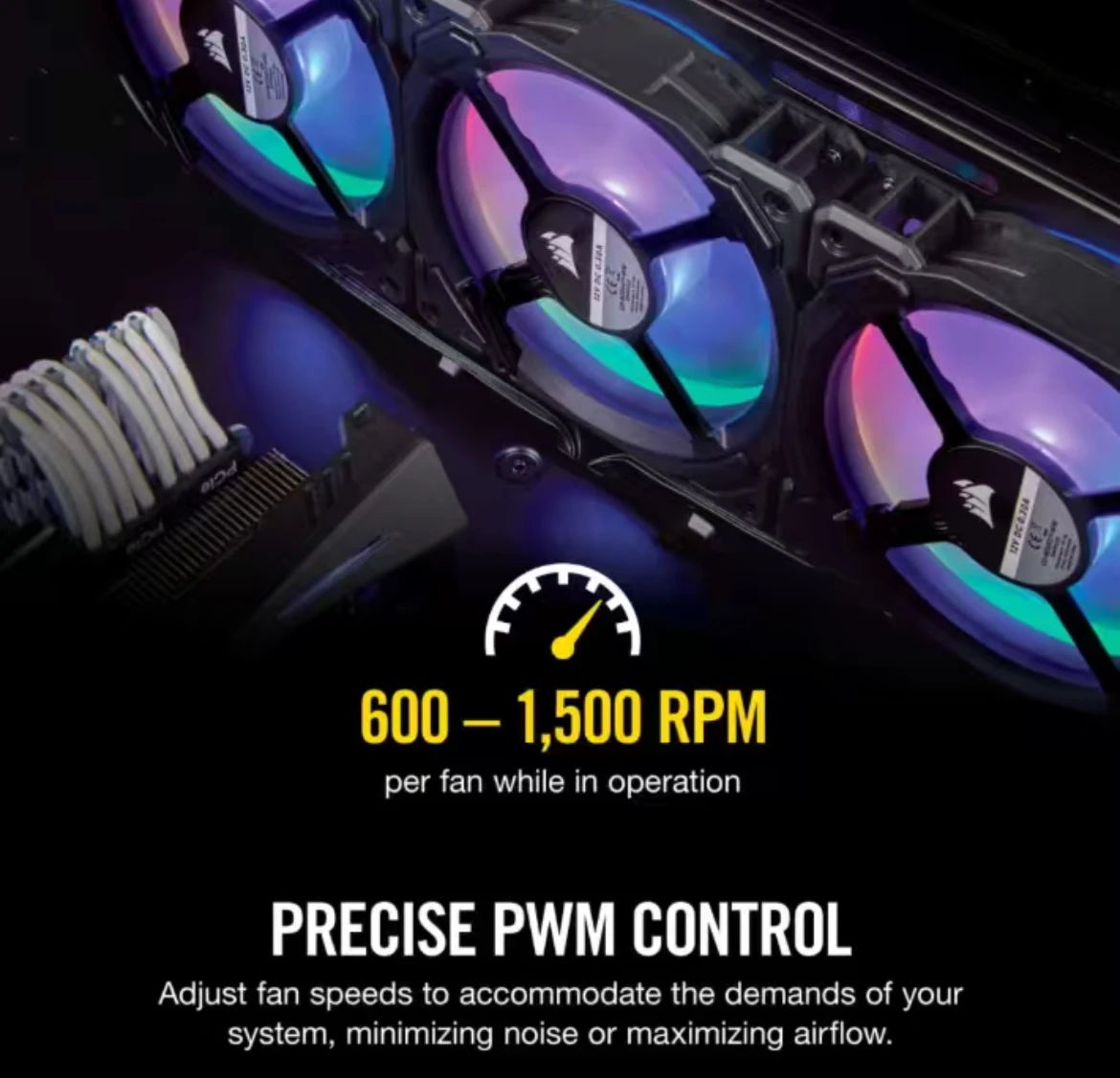 CORSAIR LL120 RGB 120mm anillo de luz doble LED ventilador PWM paquete único ventilador de caja de computadora con iluminación RGB ajustable para construcción de PC - imagen 3