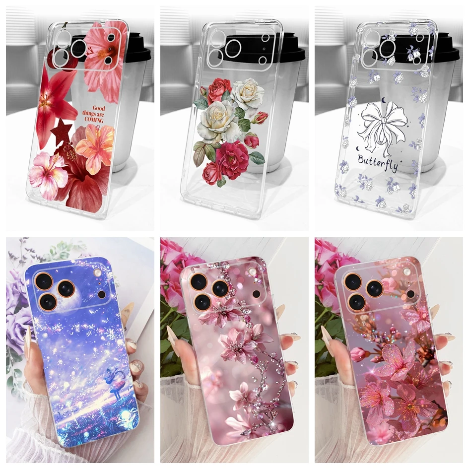 Para iPhone 17 Pro Max funda Popular flor mariposa cubierta transparente carcasas de teléfono para iPhone 17 Air Pro 17Air 17Pro parachoques suave