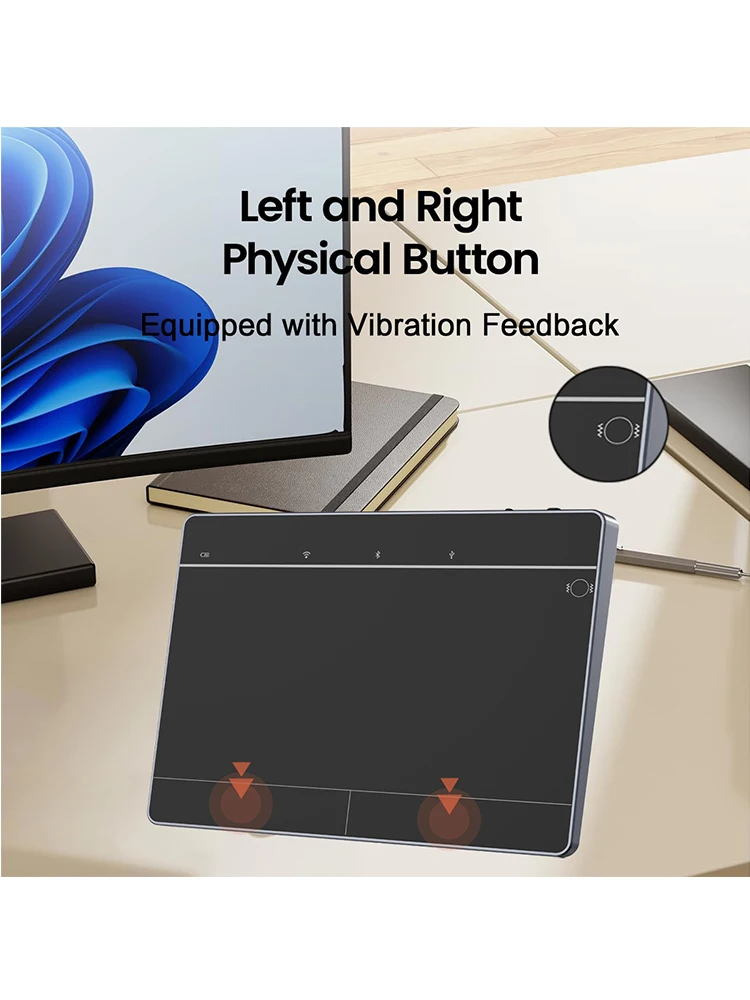 Jomaa Panel táctil inalámbrico y con cable de metal para PC, ordenador y portátil, trackpad recargable, Bluetooth y USB