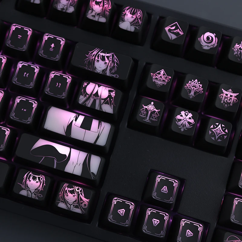 Juego de teclas retroiluminadas Genshin Impact Haagentus para Logitech G610 G Pro X Razer BlackWidow Huntsman Corsair K70 K95 K100, 1 Juego - imagen 5