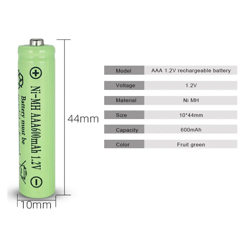 Batería AAA NIMH Ni MH 1,2 V baterías recargables 600mAh para juguetes calculadora cerradura de puerta ratón despertador teclados - imagen 5