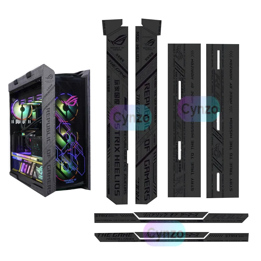 Pegatinas MOD Anime para funda de jugadores ROG Strix Helios, DIY GX601 gabinete de juegos cubierta de pegatina de gamuza decorativa Kit de 8 Uds