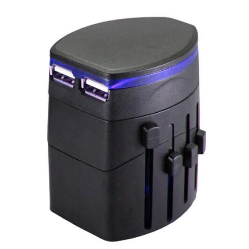 Cargador de viaje USB Dual Universal, convertidor de energía internacional en todo el mundo, enchufe de pared de EE. UU., UE, Reino Unido, AU, adaptador de enchufes múltiples - imagen 3