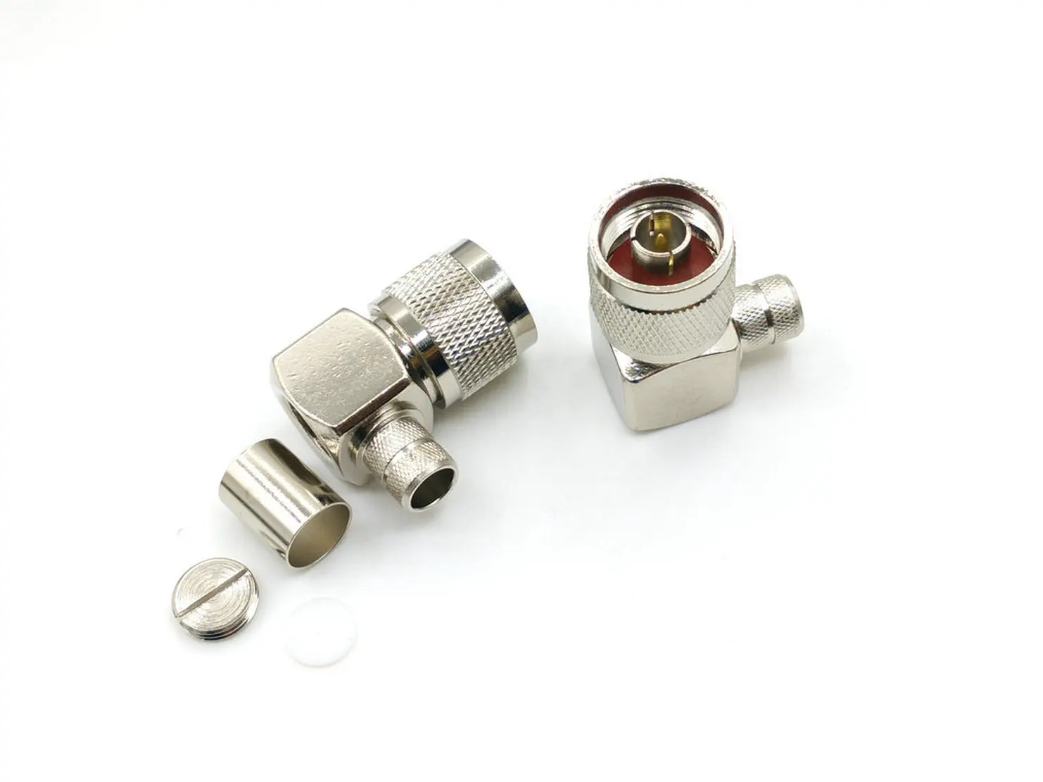 Conector macho N de cobre de 50 piezas, conector RA de ángulo recto, engarce ranurado para cable LMR400 RG8 RG214 RG213, adaptador RF - imagen 5