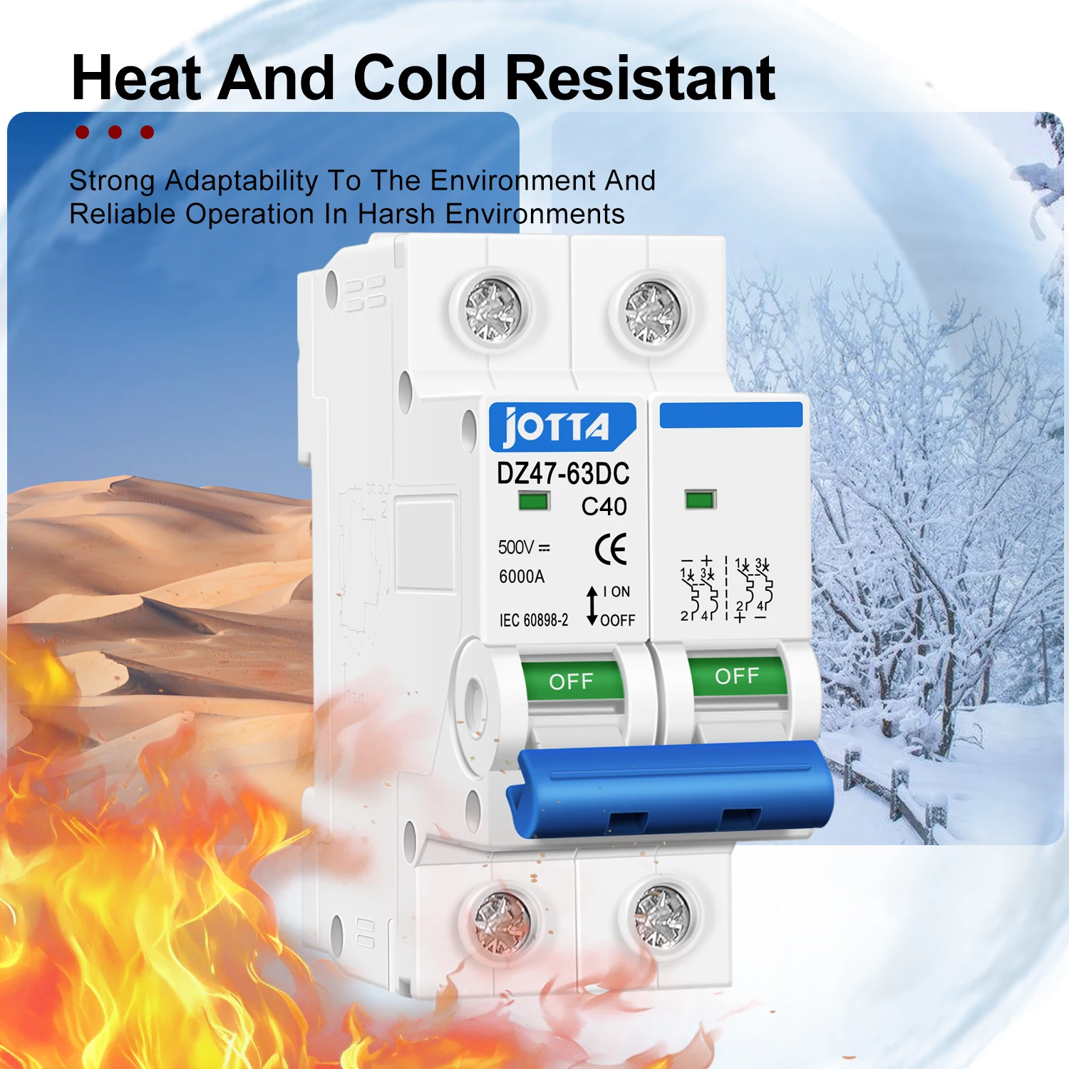 Disyuntor en miniatura 2P DC500V fotovoltaico PV Mini MCB protección contra sobrecarga interruptor de disyuntor Solar - imagen 5