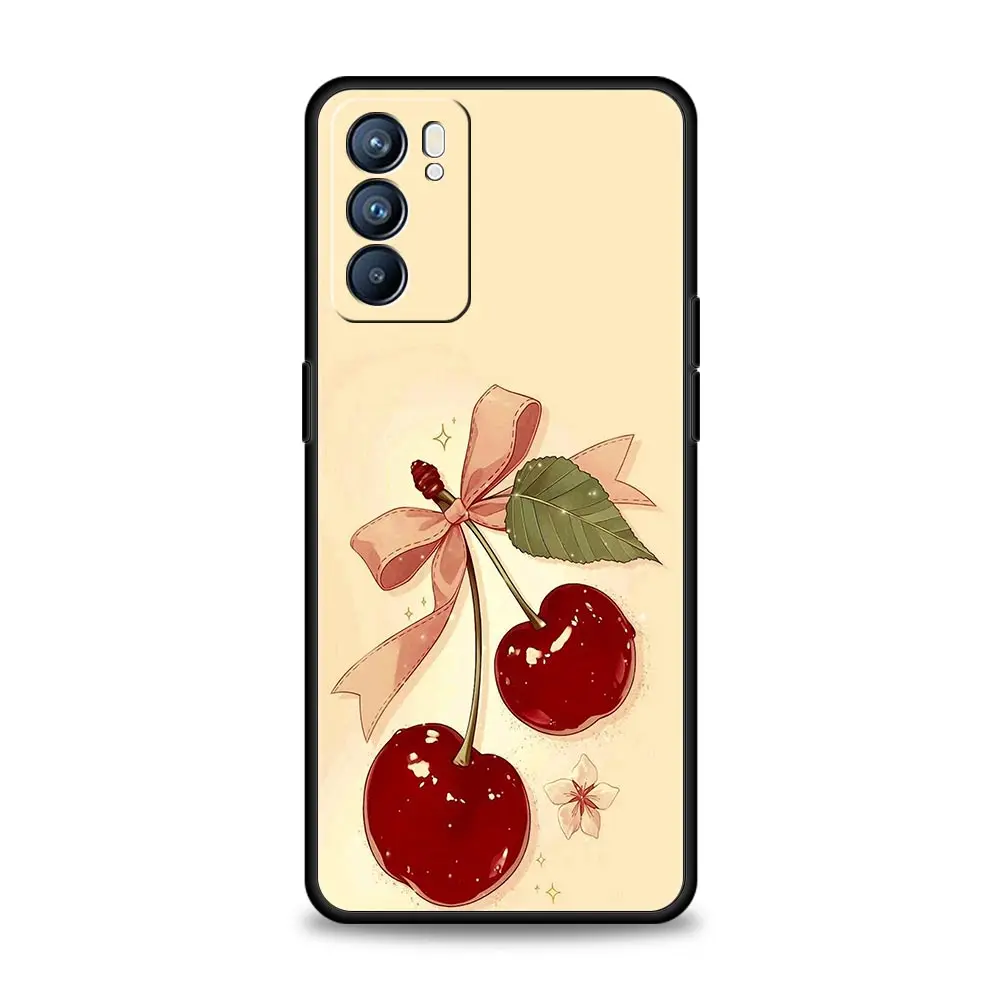 Funda de teléfono cereza roja para Oppo Reno14 Reno13 Reno12 11 F 10 Find X5 X9 Pro A54 5G A53 A52 A9 A16 A74 A78 4G A79 A80 A98 - imagen 3