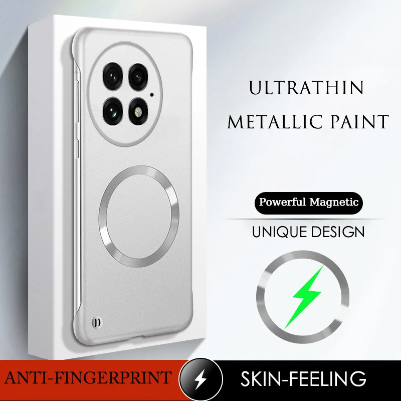 Funda sin marco de pintura metálica ultradelgada para Magsafe Oneplus 13 13R 12 12R cubierta dura de carga inalámbrica magnética