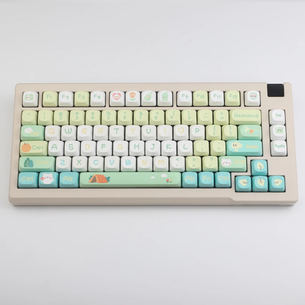 Teclas bonitas de oso pequeño para teclado mecánico, teclas de perfil MOA, tinte PBT fresco, sublimación, MX Switch, 130 teclas - imagen 4