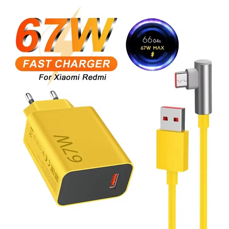 Cargador rápido Turbo EU 6A 67W Max para Xiaomi 11 12 13 14 Ultra Redmi Note 11T 12T 13 POCO X4 X5 X6 Pro Cable de carga USB tipo C