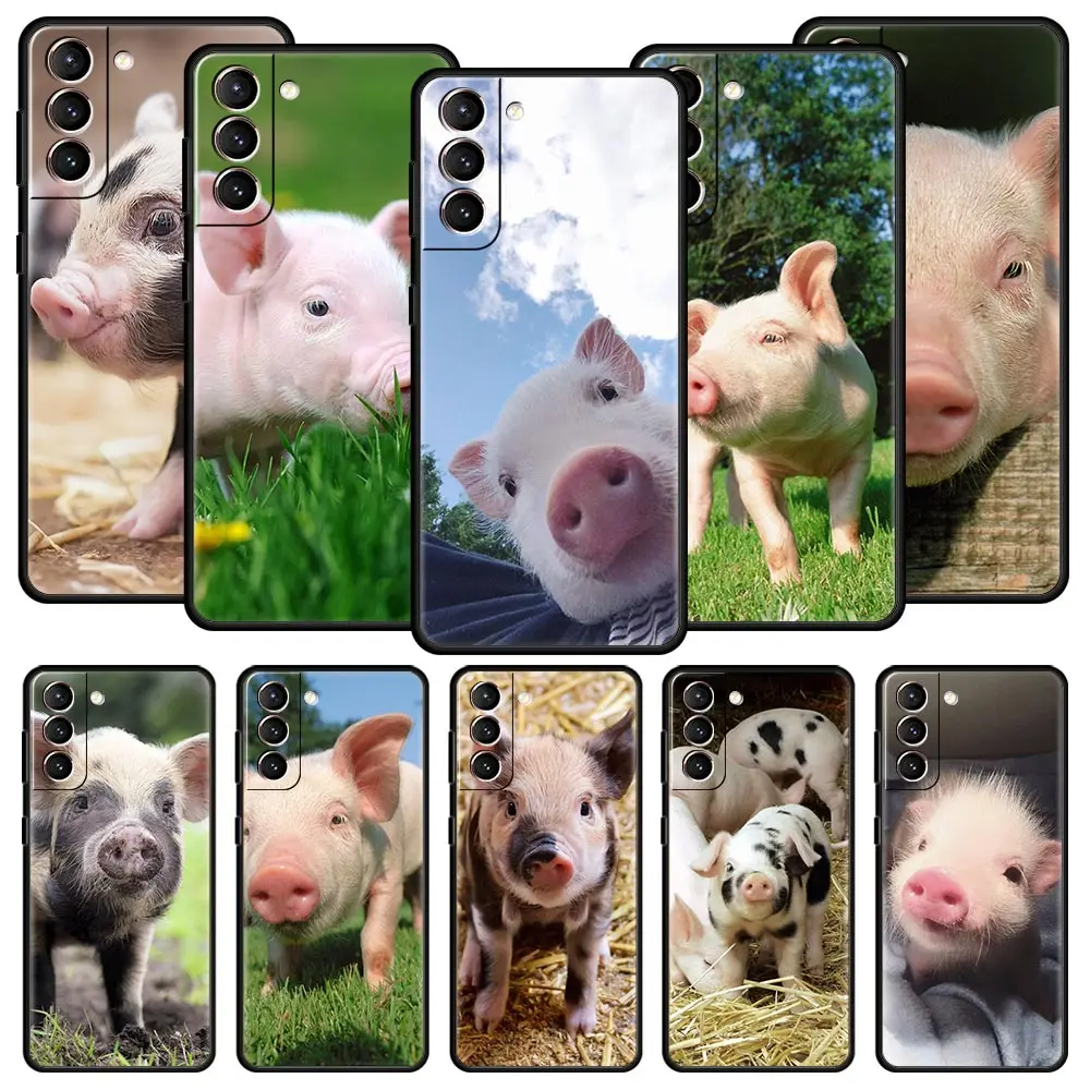 Funda de teléfono con diseño de cerdo pequeño y mascota rosa para Samsung Galaxy S24 S23 S22 5G S21 Ultra S20 FE S10 S9 Plus S10E S8 Note 20 10 Lite