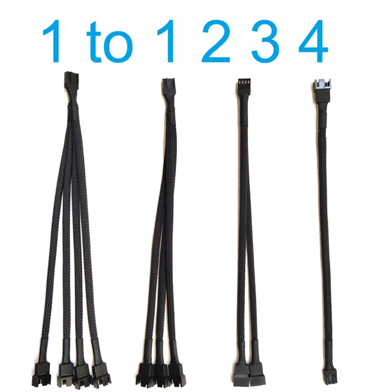 Cable adaptador divisor de ventilador PWM de 4 pines 1 a 1 2 3 4, divisor de ventilador de CPU de ordenador, Cable de extensión de ventilador de PC