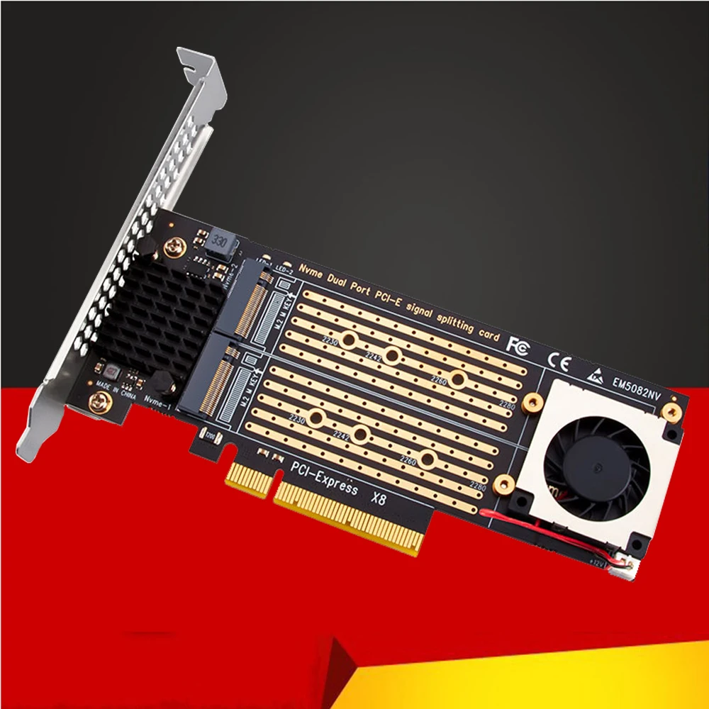 Tarjeta adaptadora PCIe a M2, convertidor de SSD, 2 puertos, M2, NVME, M.2, PCI Express, X8, VROC RAID, nueva