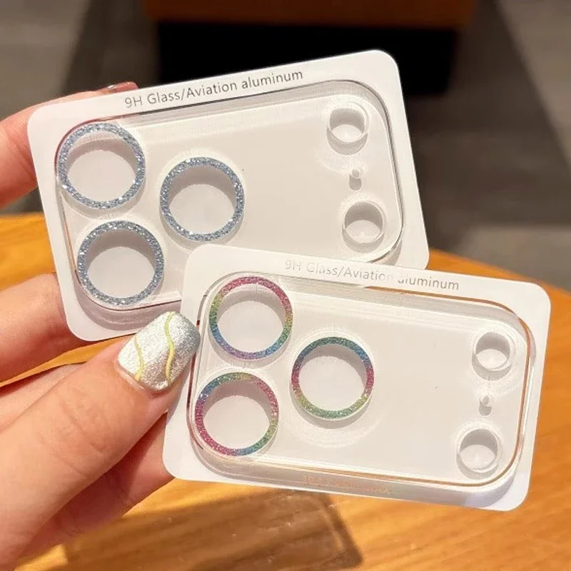 2025 nueva película protectora de cámara con purpurina para IPhone 17 Pro Max 17 Pro 17 Air 9H HD Protector de lente transparente lente trasera de vidrio cubierta completa - imagen 5