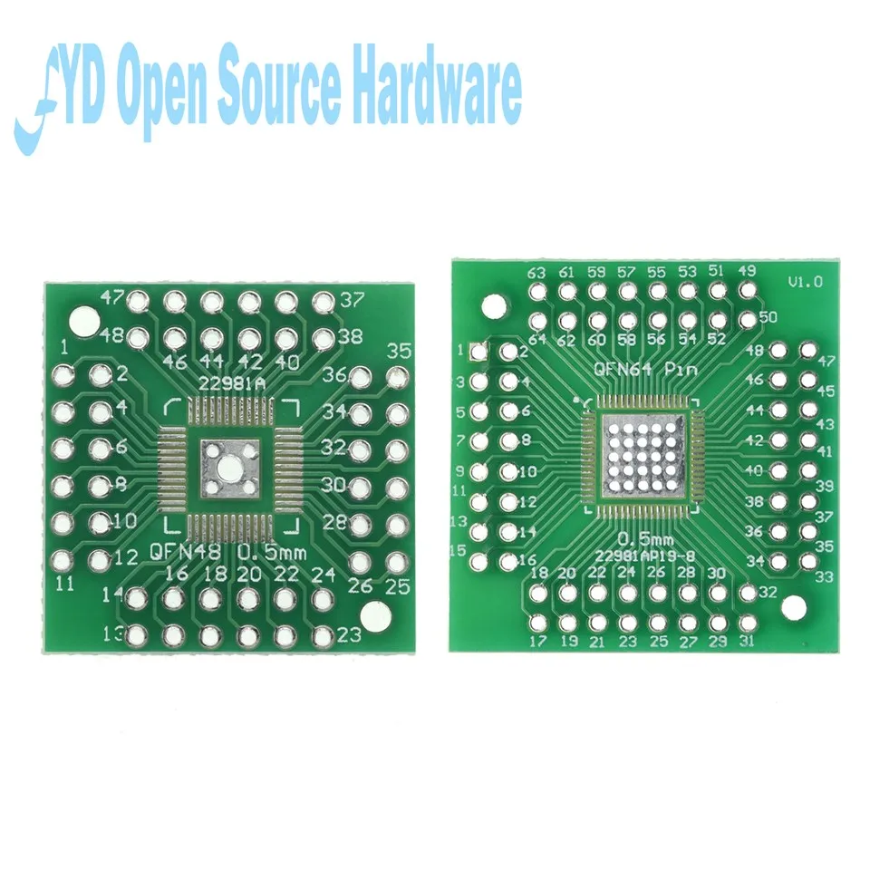 Placa adaptadora QFN56 QFN64 DIP48 QFN444, convertidor, parche a DIP, placa de transferencia de 0,5mm y 0,8mm, 10 unidades por lote