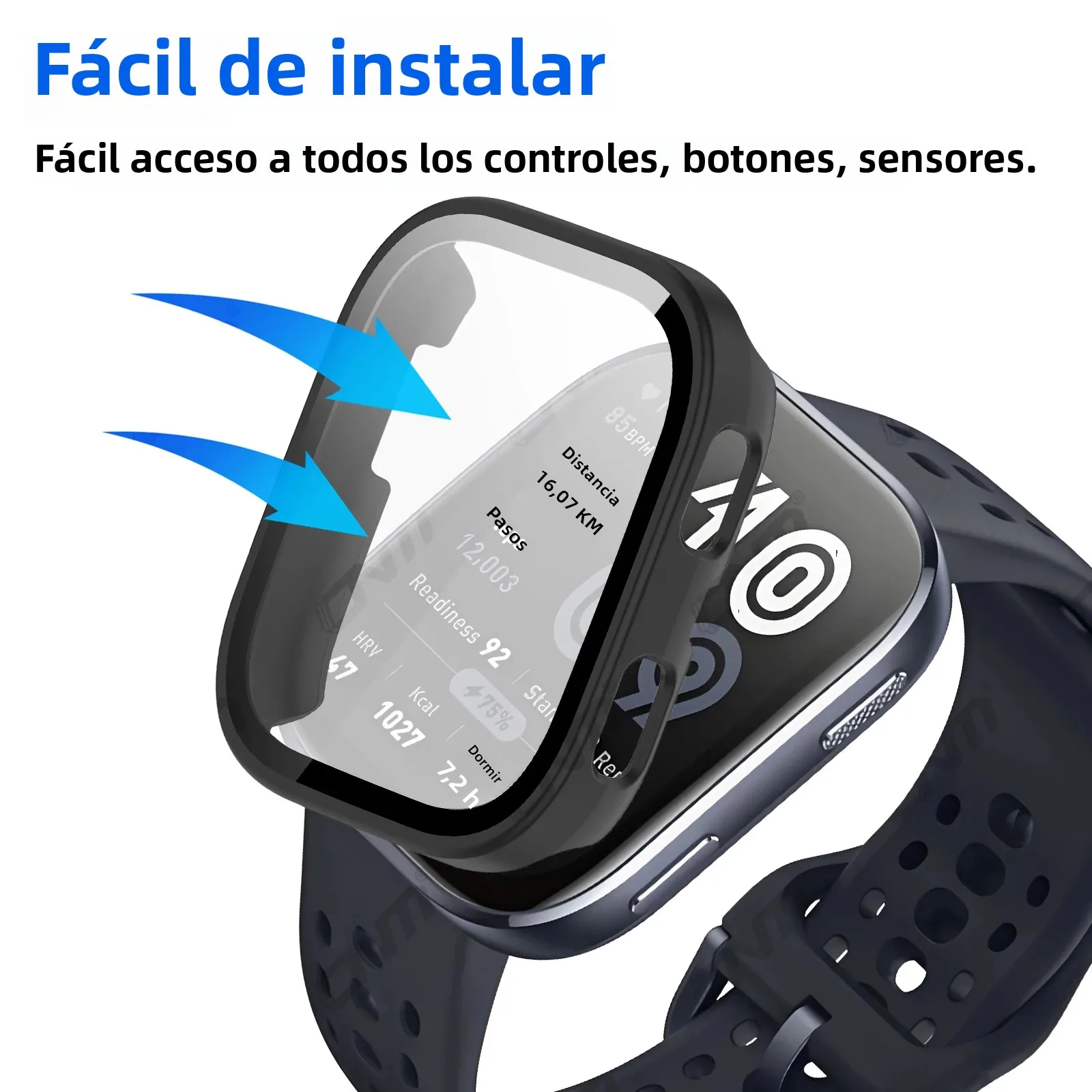 Vidrio + funda para Amazfit Bip 6 Protector de pantalla de vidrio templado y parachoques protector de PC duro para accesorios Amazfit Bip6 - imagen 3
