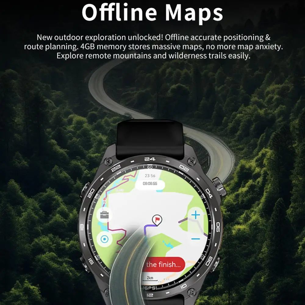 Nuevo reloj inteligente AMOLED con GPS, aplicación deportiva, descarga de 4GB de memoria, mapa sin conexión, resistente al agua, MP3, MP4, iluminación LED, reloj inteligente con dientes azules - imagen 2