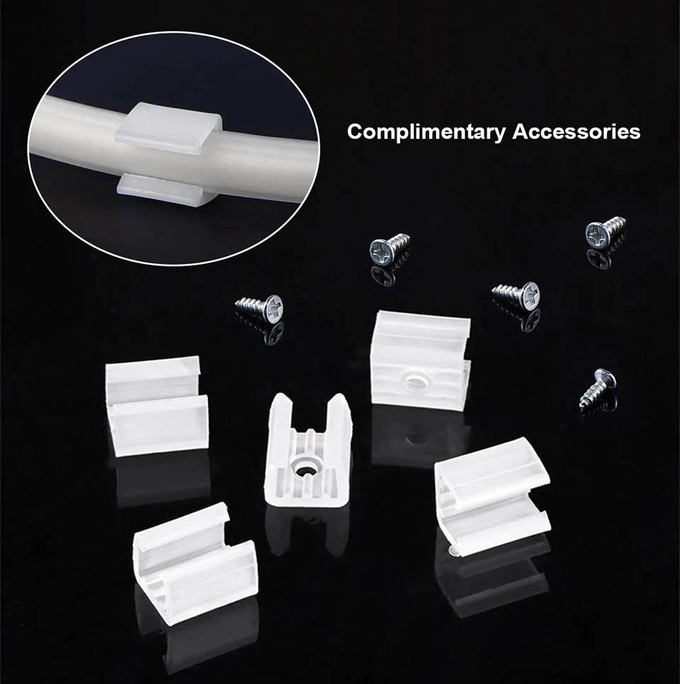 El clip de fijación de la tira de luz incluye tornillos.