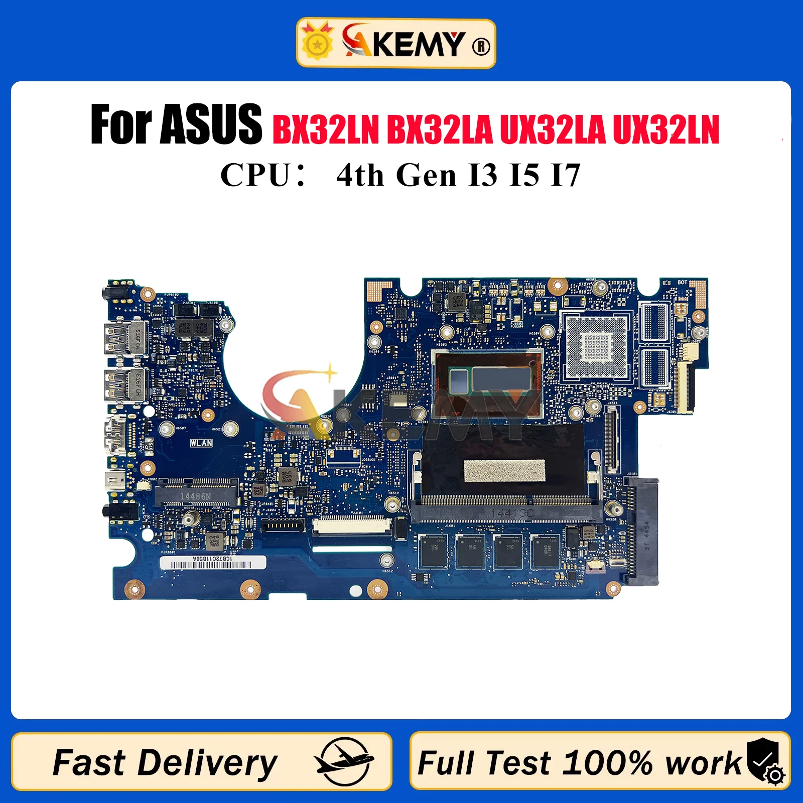 Placa base para ordenador portátil UX32LA para ASUS ZenBook UX32L BX32LN BX32LA UX32LA UX32LN placa base para portátil con CPU I3 I5 I7 100% pruebas OK